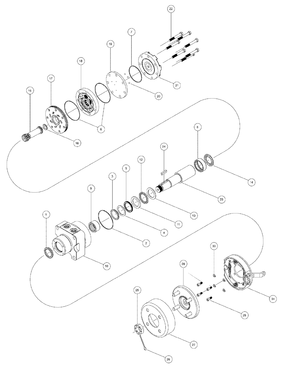 Wheel Motors (White) Diagram and Parts List for M54-KH (53AH8CT4050-27HP-OHV)(2009 & Before) Cub Cadet Lawn Tractor